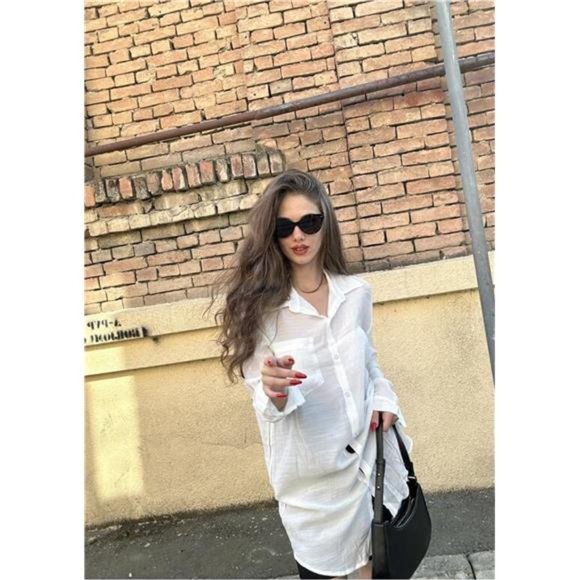 Women Long Sleeve Beach Shirt Tops Swimsuit Cover Up - Picture 5 of 6